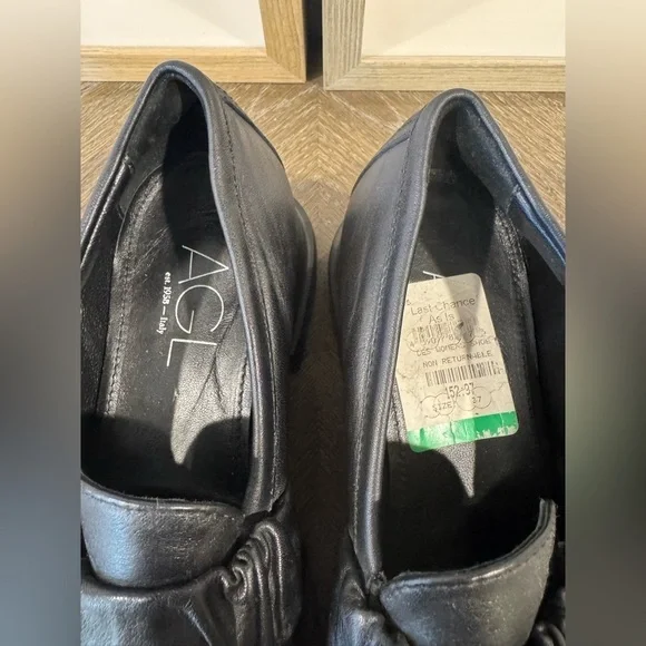 AGL Black Leather loafer Shoes. Women’s   Size37 - Picture 3 of 6